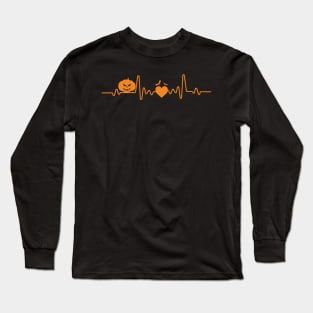 Halloween Heartbeat, Bat and scary pumpkin funny gifts Long Sleeve T-Shirt